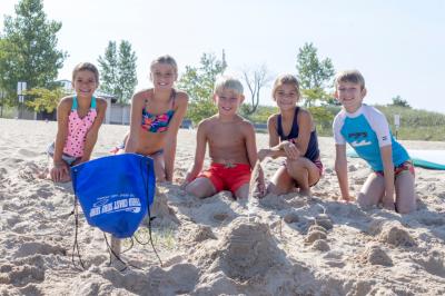 Making friends at beach day camp