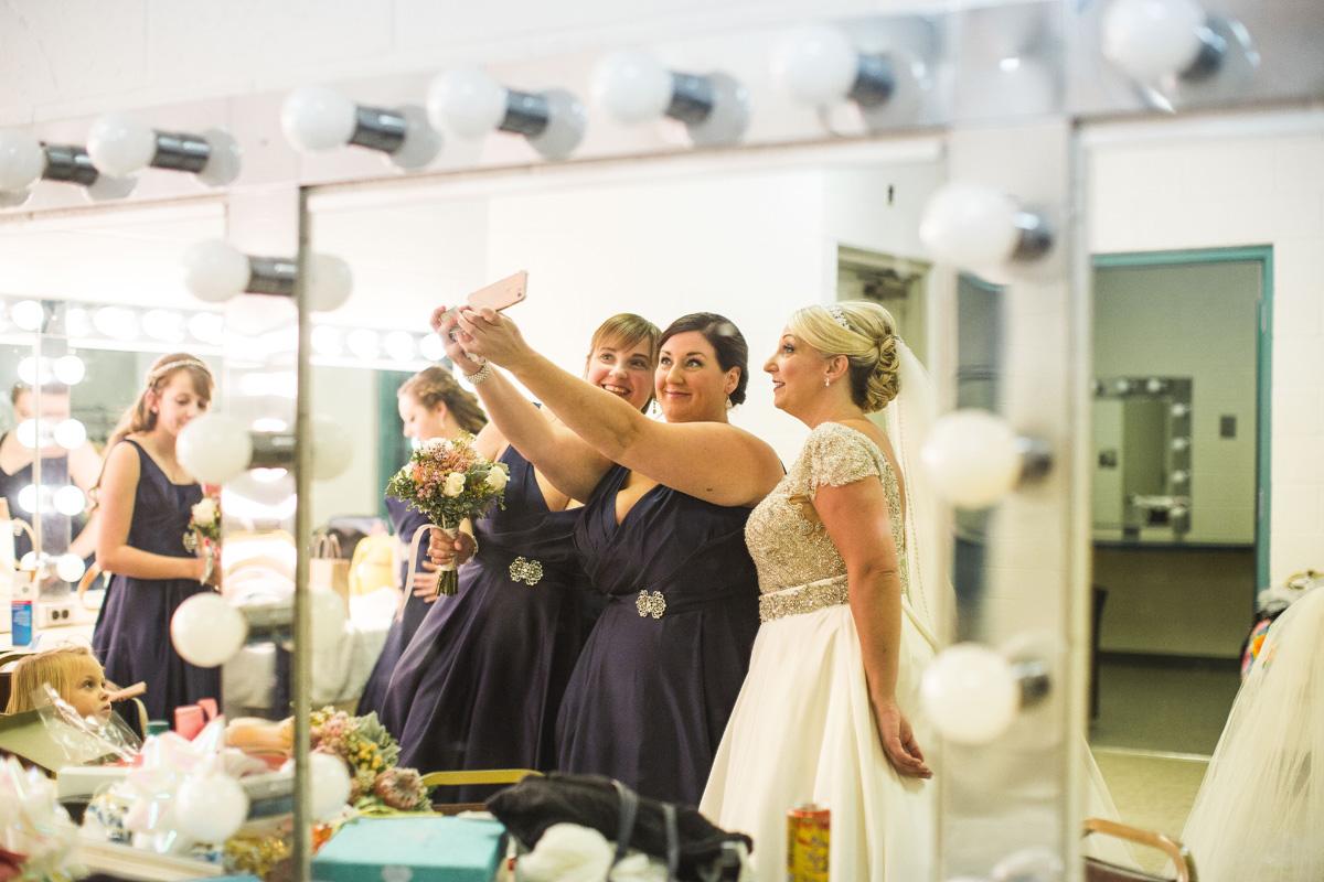 Bridal party in dressing room before ceremony