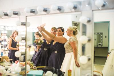 Bridal party in dressing room before ceremony