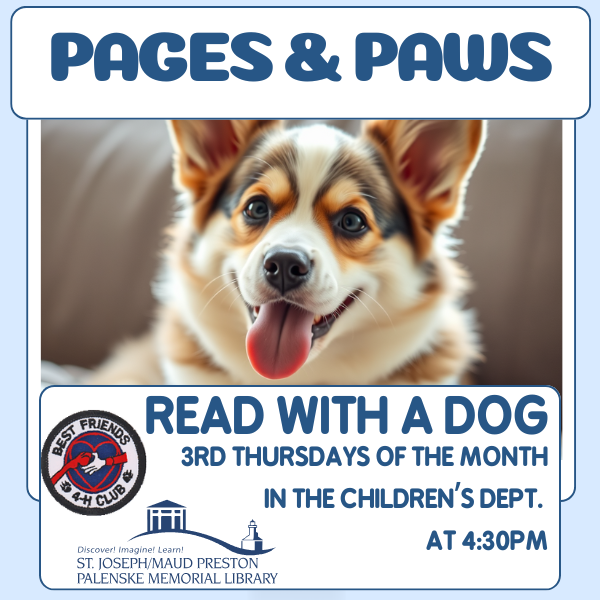 Let your child grow their reading skills & confidence with this lovely program which allows them to read to an adorable dog friend from the great folks at the 4H Club. This program takes place on t...