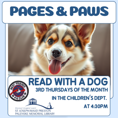 Let your child grow their reading skills & confidence with this lovely program which allows them to read to an adorable dog friend from the great folks at the 4H Club. This program takes place on t...
