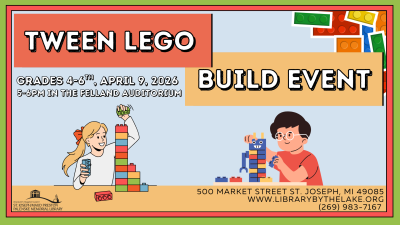 Calling all builders! This is your chance to build something amazing at the library. 
When you stop by, you will be given a challenge of something to build, and everyone gets to try to build it as...