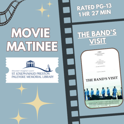 Join us on the first Friday of each month for a 1pm movie matinee! Guests are welcome to bring their own movie munchies as they dive into our featured film.