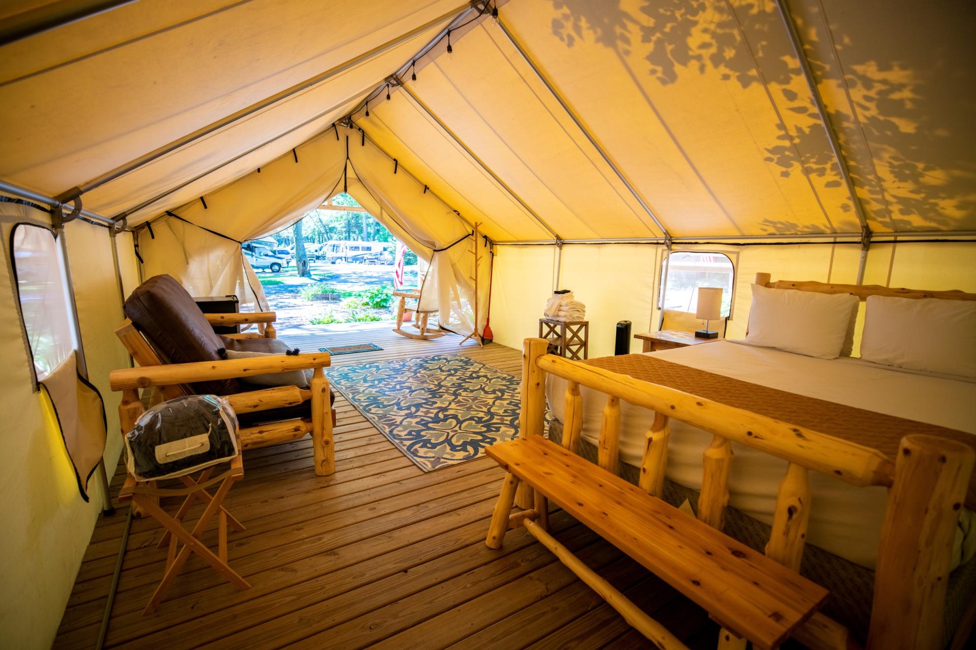 Rustic-comfort glamping tent
