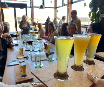 Inside the taproom is the perfect place to catch up with friends and loved ones with a delicious organic beer or cider. Yum!