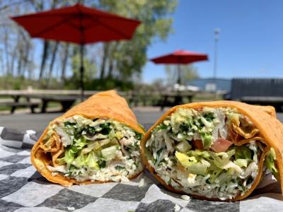 Our Turkey Guac Wrap in our picnic area