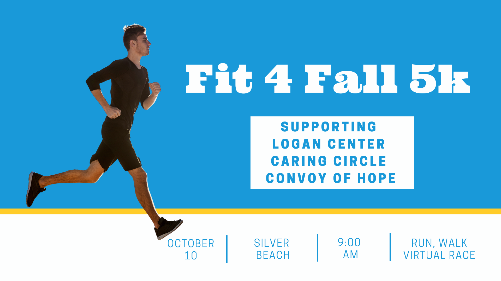 man running with information on Fit 4 Fall 2026