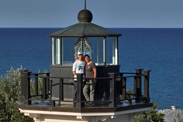 Couple at top of lighthouse