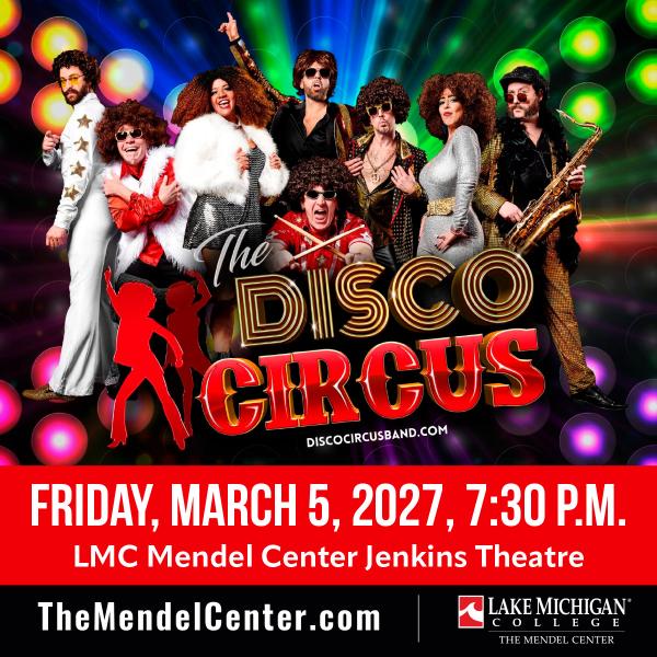 Photo of band with show logo and show information