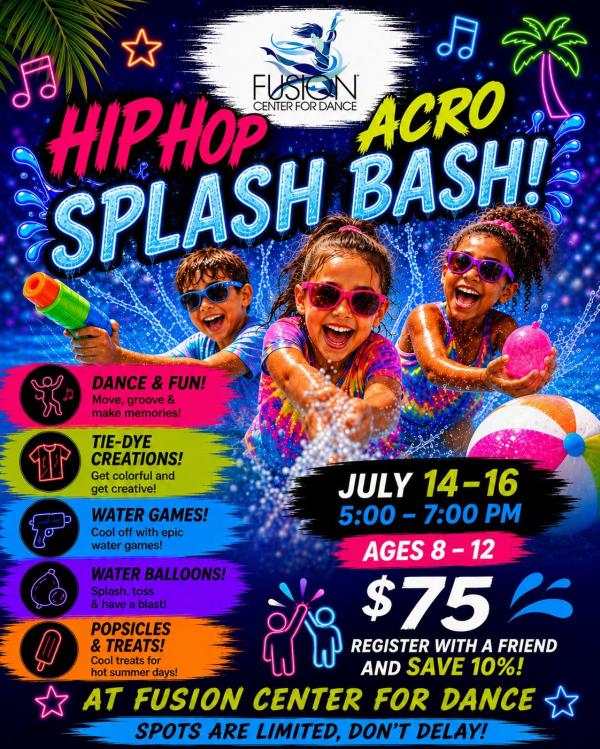 Hip Hop Acro Splash Bash colorful poster