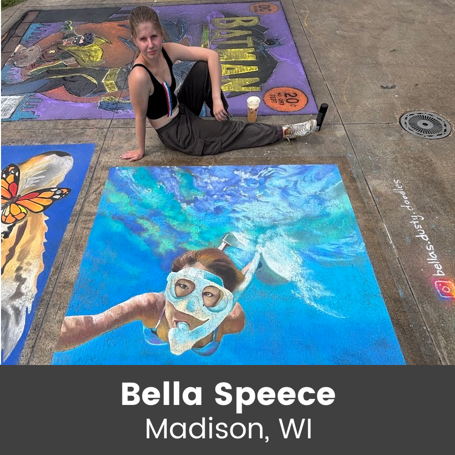 Chalk art piece - person underwater