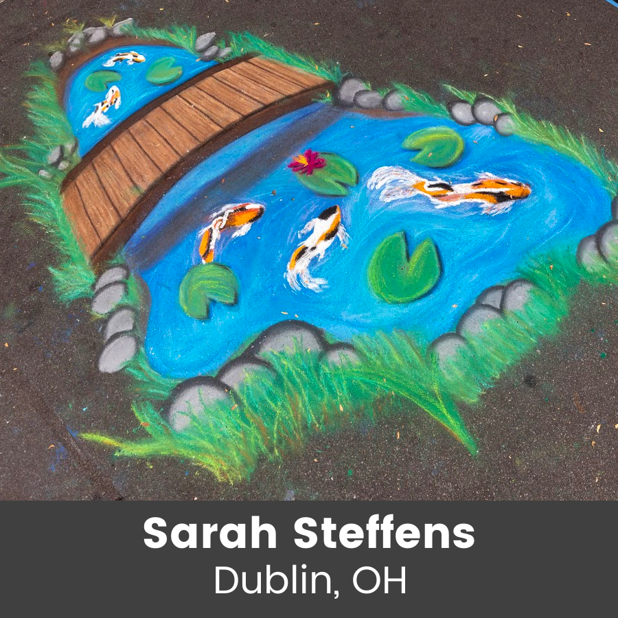 Chalk art piece - koi pond