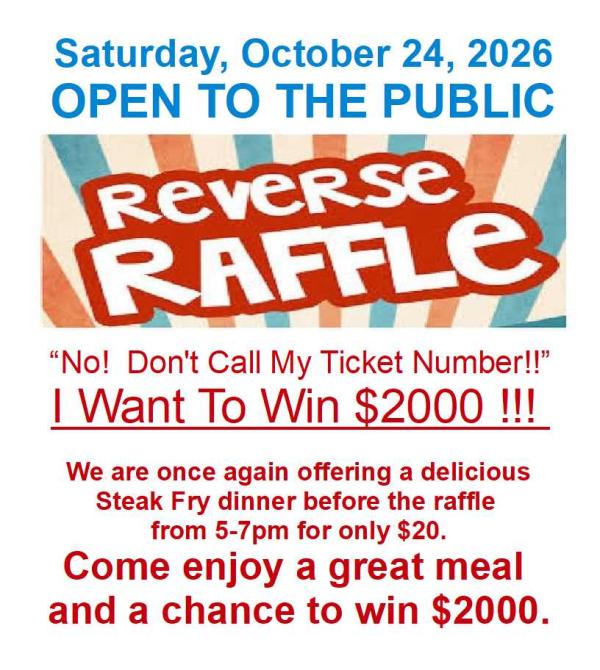REVERSE RAFFLE OPEN TO THE PUBLIC