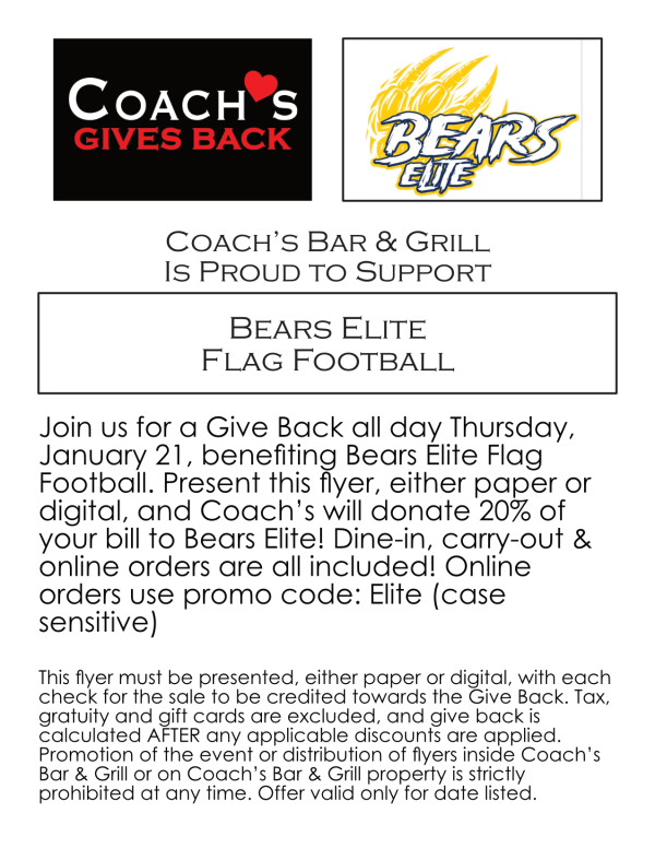Bears Elite Flag Football Give Back